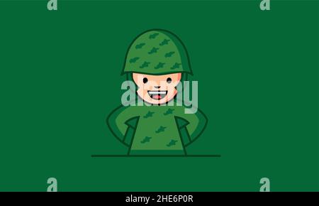 cartoon illustration of a military soldier Stock Vector