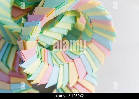 Origami rings. Abstract parametric objects made of colorful paper Stock Photo