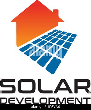 Modern solar panel house company vector logo design Stock Vector