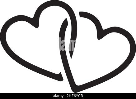Simple black a pair of linked love symbol vector logo design Stock Vector