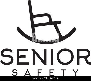 black simple classic rocking chair vector logo design Stock Vector