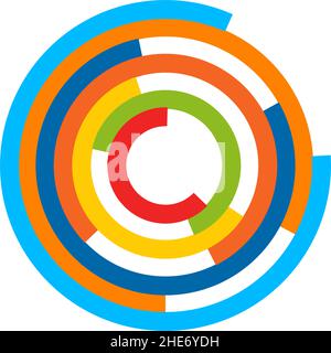Modern colorful hal circles vector technology logo design Stock Vector