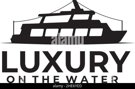 Small cruise ship yacht vector logo design Stock Vector