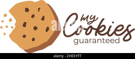 Bitten cookies with flying crumb vector logo design Stock Vector