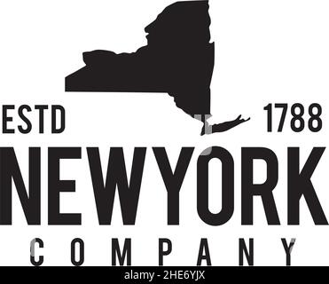 New York map outline map logo design Stock Vector