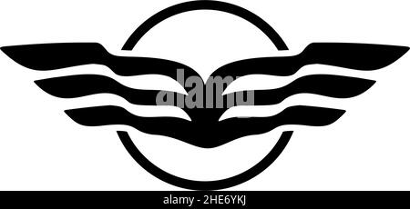 Black wings design with circle emblem logo suitable for aviation company Stock Vector