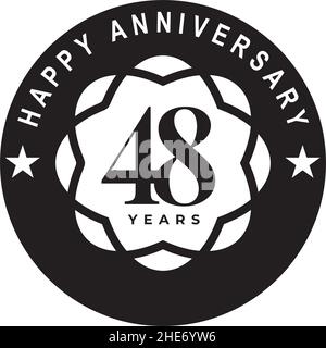 48th year anniversary logo design vector template Stock Vector