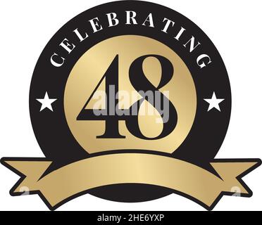 48th year anniversary logo design vector template Stock Vector