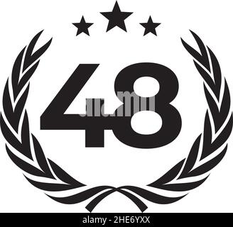 48th year anniversary logo design vector template Stock Vector