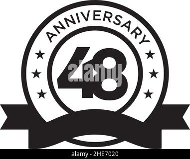 48th year anniversary logo design vector template Stock Vector