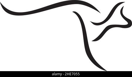 Simple black outline kangaroo vector logo design Stock Vector