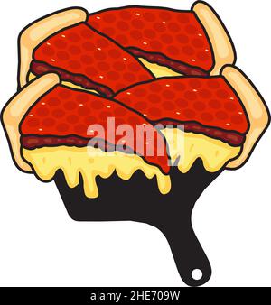 Deep dish pizza on the black peel vector logo design Stock Vector