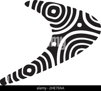 Black boomerang logo with indigenous pattern of aboriginal art design vector Stock Vector