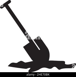 Black shilouette shovel vector logo design Stock Vector