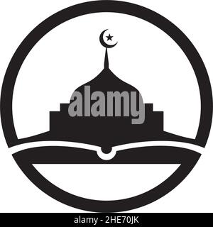 Islamic education school vector logo with mosque and book design Stock Vector