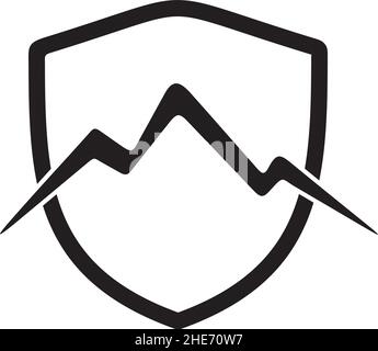 Apparel logo design with vector mountain icon Stock Vector