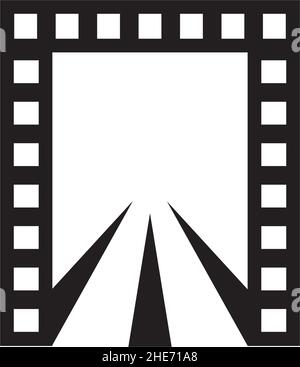 Movie or film production industry vector logo design with black reel icon Stock Vector