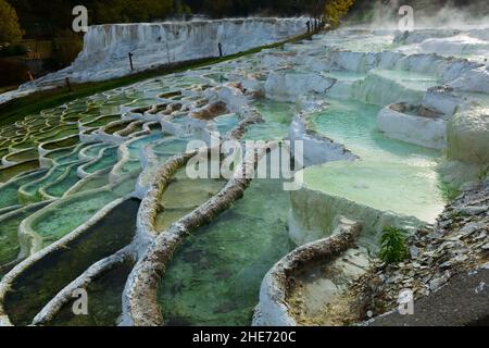 Travertine formations in Egerszalok spa resort Stock Photo