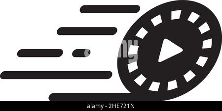Movie or film production industry vector logo design with black reel icon Stock Vector