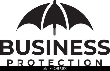 Insurance business protection company with umbrella vector logo design Stock Vector