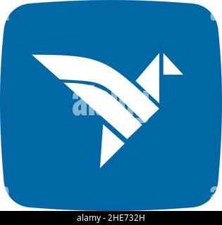 Online art app vector logo design with origami bird Stock Vector
