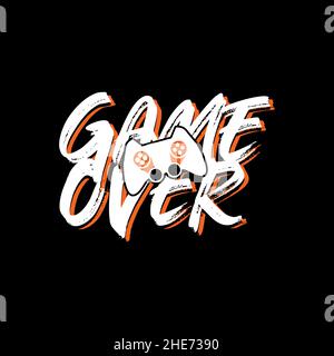 Game over text typography with grunge style vector design Stock Vector