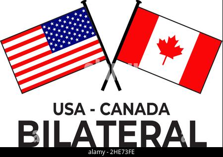 USA Canada bilateral relation country flag icon logo design vector Stock Vector