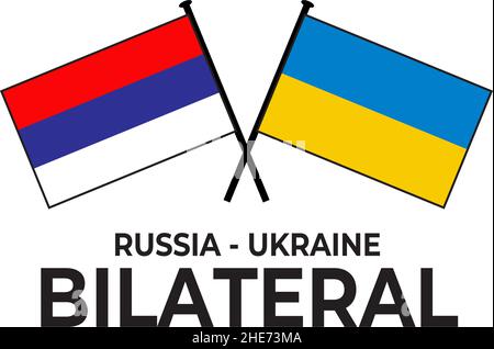Russia Ukraine bilateral relation country flag icon logo design vector Stock Vector