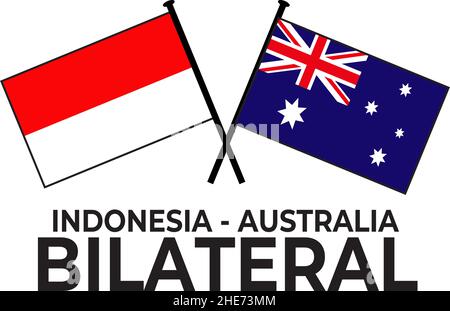 Indonesia Australia bilateral relation country flag icon logo design vector Stock Vector