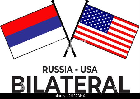 Russia USA bilateral relation country flag icon logo design vector Stock Vector