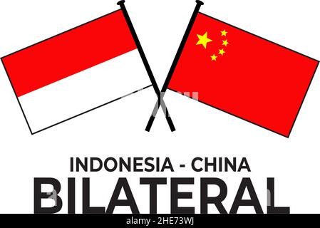 Indonesia China bilateral relation country flag icon logo design vector Stock Vector