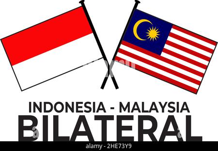 Indonesia Malaysia bilateral relation country flag icon logo design vector Stock Vector