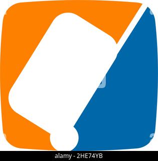 Online travel ticket app logo design with travel bag icon vector Stock Vector