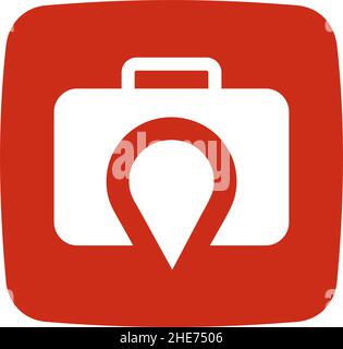 Online travel ticket app logo design with travel bag icon vector Stock Vector