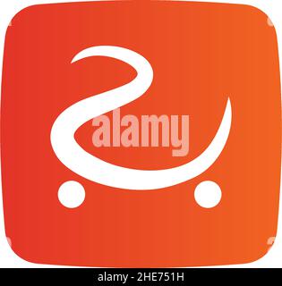 Online shopping app logo with shopping cart icon vector design Stock Vector