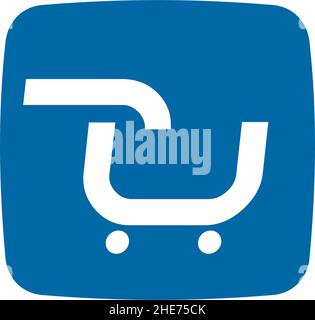 Online shopping app logo with shopping cart icon vector design Stock Vector