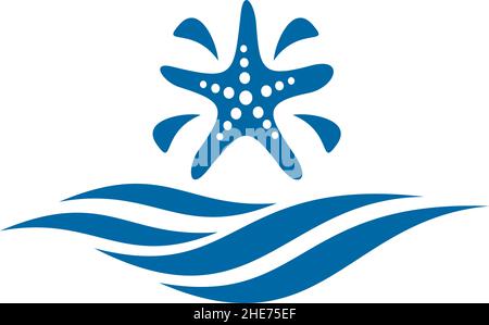 sea star beach resort vector logo design Stock Vector