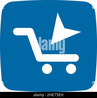 Online shopping app logo with shopping cart icon vector design Stock Vector