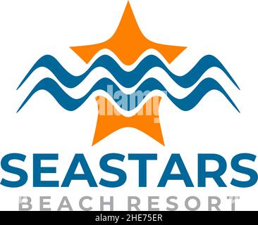 sea star beach resort vector logo design Stock Vector