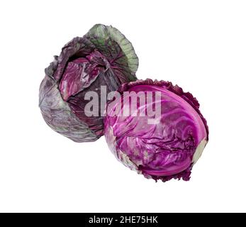 Red cabbage isolated on white background. Whole red cabbage. Stock Photo