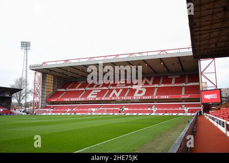 NOTTINGHAM, UK. JAN 9TH General view inside the City Ground ahead of kick-off of the during the FA Cup Third Round match between Nottingham Forest and Arsenal at the City Ground, Nottingham on Sunday 9th January 2022. (Credit: Jon Hobley | MI News) Credit: MI News & Sport /Alamy Live News Stock Photo