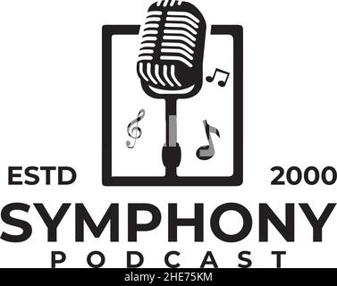 simple black music podcast vector logo design Stock Vector