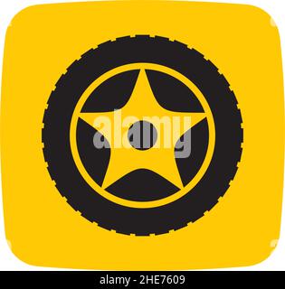 Online car service app vector logo design with tyre symbol Stock Vector