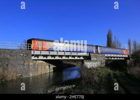 East Midlands Regional train 156408 near Whittlesey town, Fenland, Cambridgeshire, England Stock Photo