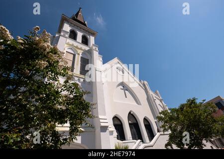The Mother Emanuel African Methodist Episcopal in Charleston, South Carolina. Nine members of the historic African-American church were gunned down by a white supremacist during bible study on June 17, 2015. Stock Photo