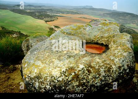 Engraved stones - Petrolifos in Villanueva de las Torres, Granada. Stock Photo