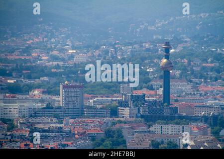 Vienna, Austria, July 25, 2021. The Spittelau incinerator is a thermal waste treatment facility. Completed in 1971, it was outside redesigned by archi Stock Photo