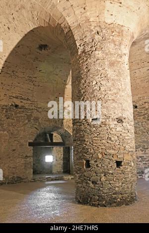 Basement in the Red Stone castle Slovak: Hrad Cerveny Kamen nearby the settlement called Pila in Slovakia, Europe Stock Photo