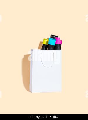 Color toner cartridges in a printer (photo montage) - Empty or used ...