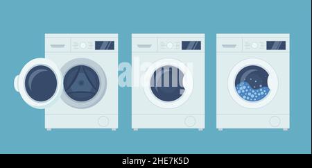 Washing and drying machines. Flat vector illustration. EPS 10 Stock Vector